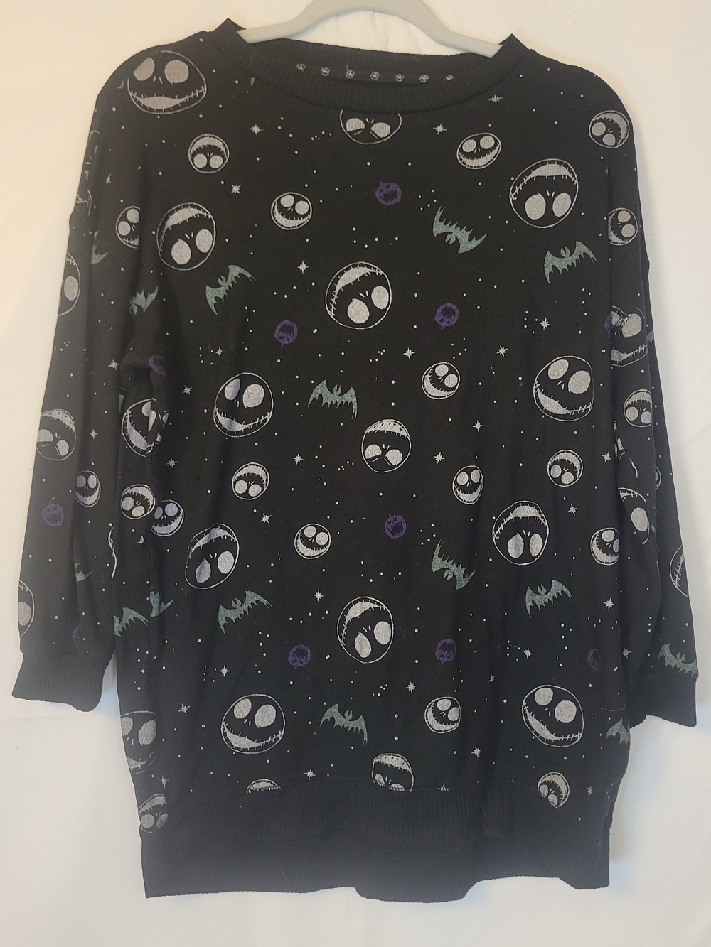 Disney Women's Black Crewneck Sweater Nightmare Before Christmas